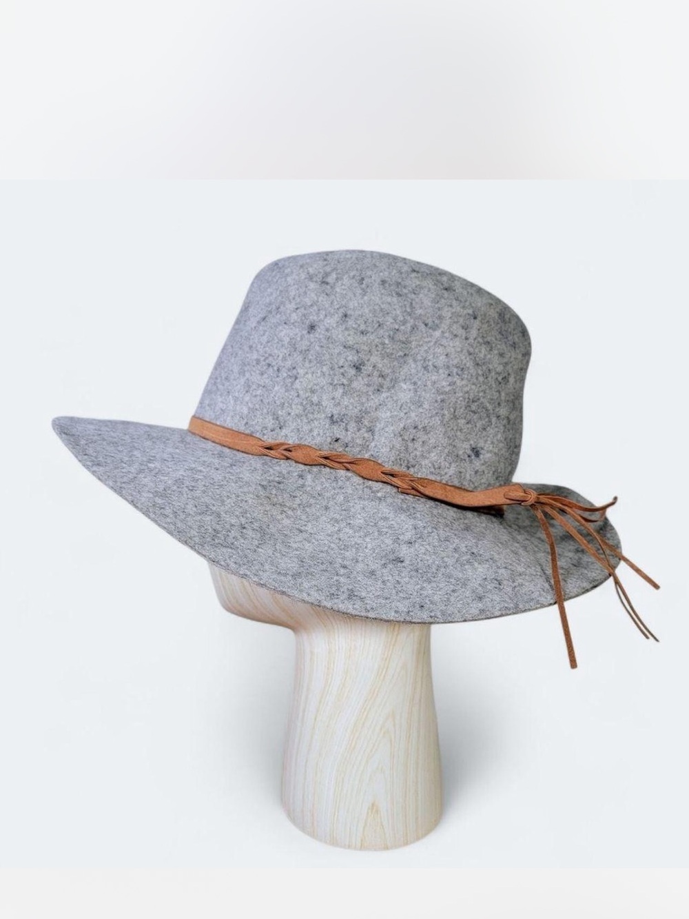 Target Fedora gray wool hat tan braided band